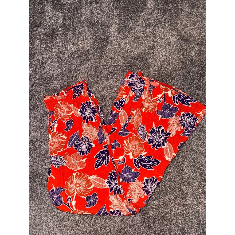Forever 21‎ Floral Orange and Purple Parallel Pants